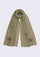 Maneesha Ruia Khaki Cashmere Scarf — ostrich feather flowers, metallic embroidery, and Swarovski crystals
