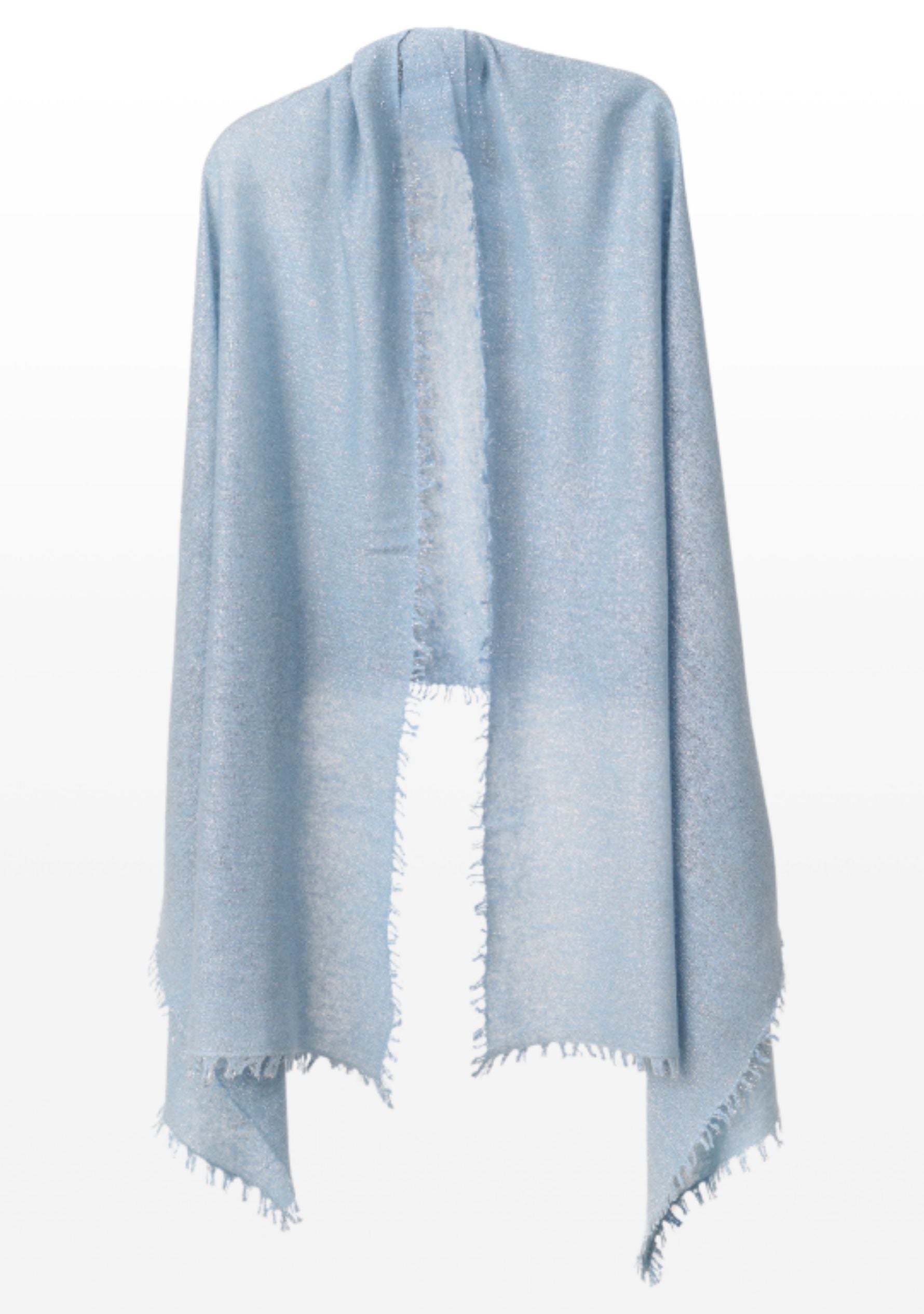 Maneesha Ruia light blue knitted fine wool cashmere wrap with silver lurex, luxury designer wrap for women