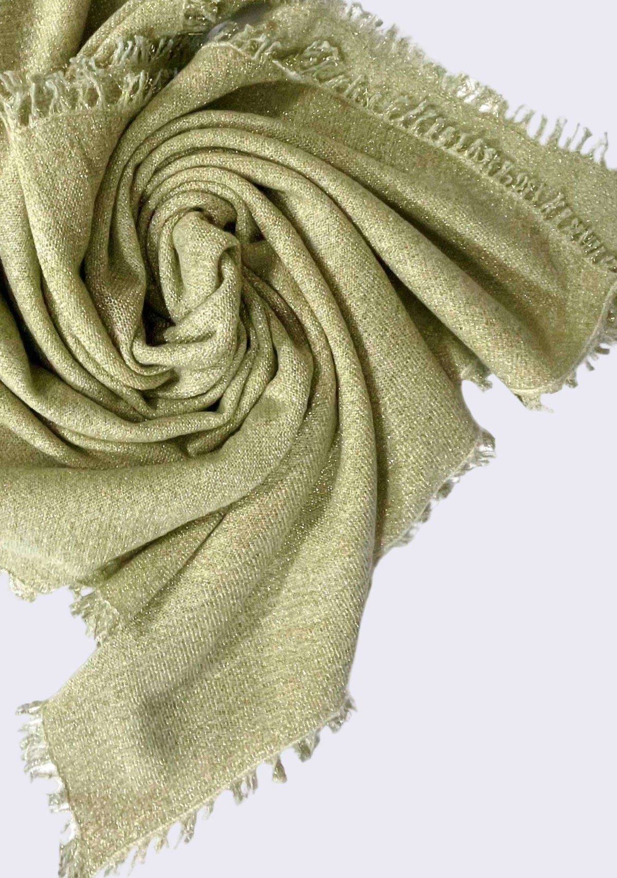 Maneesha Ruia light pistachio knitted fine wool cashmere wrap with gold lurex, luxury designer winter wrap