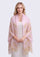 Maneesha Ruia pale pink wool and silk scarf with gold lace, luxury designer scarf for women