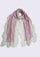 Luxury rose pink wool and silk scarf with handcrafted ivory and soft pink Chantilly floral lace, elegantly displayed to showcase its lightweight drape, intricate floral lace craftsmanship, and timeless designer style.