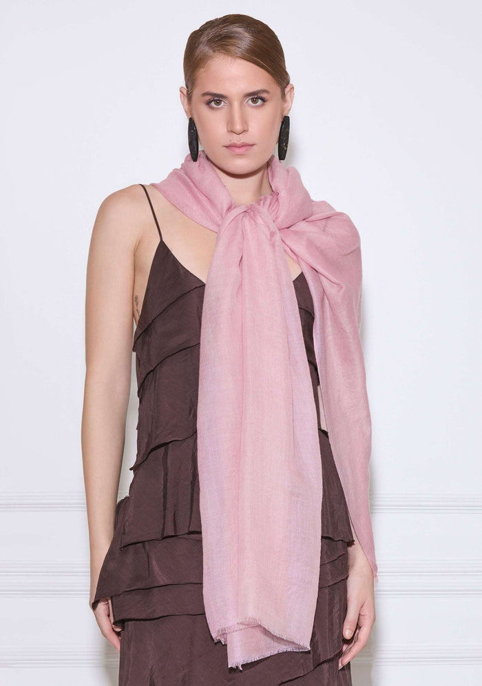 Maneesha Ruia soft pink superfine cashmere pashmina scarf, luxury designer scarf for women