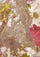Maneesha Ruia multi-colored Jacobean print wool and silk scarf with natural lace, luxury designer floral scarf
