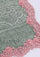 Maneesha Ruia Sage Green Pink Ombré Silk Square Scarf — embossed silk twill with blush pink lace border