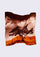 Santa Cruz Print Silk Square Scarf by Maneesha Ruia featuring a scenic coastal landscape print with a windswept tree, warm rust orange fields, blush pink sky, deep brown clouds, and black accents on luxurious 100% silk.