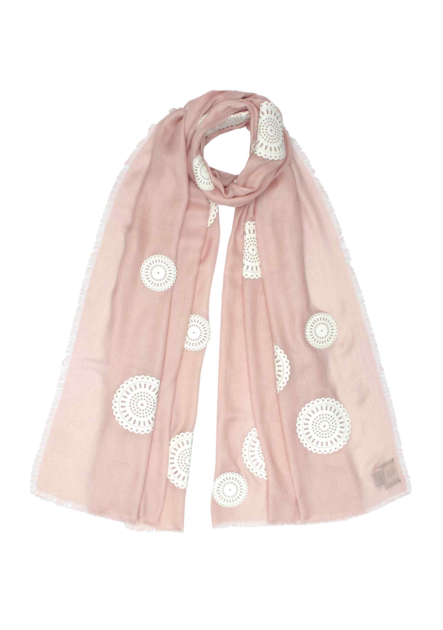 Lt. Copper Modal Scarf with Lasercut White Faux Leather Circle Appliques