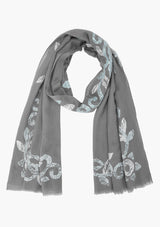 Mousse Cashmere Scarf with a Lt. Blue and Ivory Lace Applique