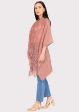 Dk. Ruby Linen and Modal Scarf with a Dk. Ruby Bold Leaf Lace