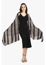 Mousse Modal Scarf with Lasercut Black Faux Leather Leaves