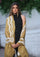 Mustard Modal Scarf with a Lasercut Ivory Faux Leather Appliqu̩ in a Scalloped Design