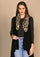 Black Cable Knit Fine Wool Sleeveless Jacket with Leopard Fur Collar