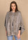 Taupe Melange Knitted Fine Wool Collared Cape with Dk. Taupe Floral Lace Applique