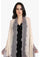 Ivory Silk and Wool Scarf with Lt. Grey and Ivory Pearls and a Lt. Grey Filigree Lace Border
